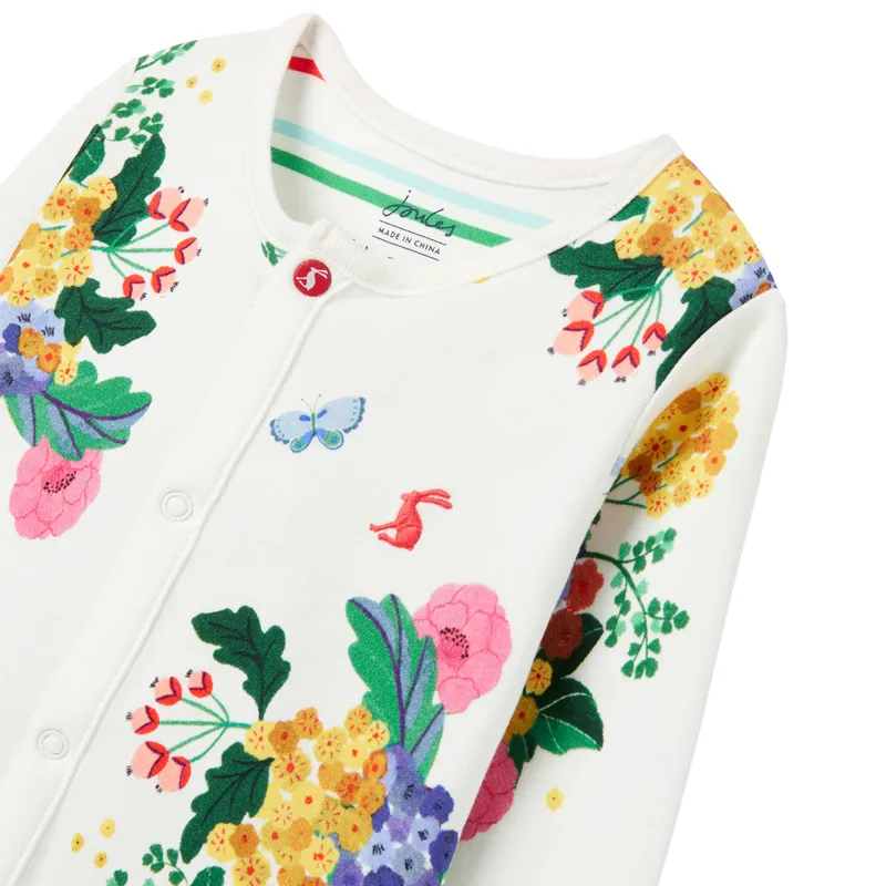 Joules Razamataz Printed Babygrow - White Garden Floral-2
